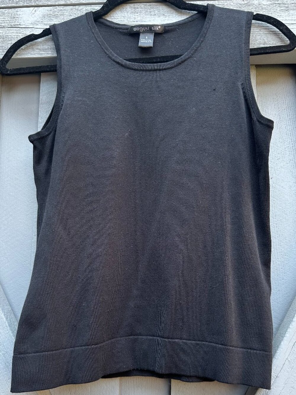 August Silk Women’s Black Sleeveless Knit Tank Top Rayon Blend Size S